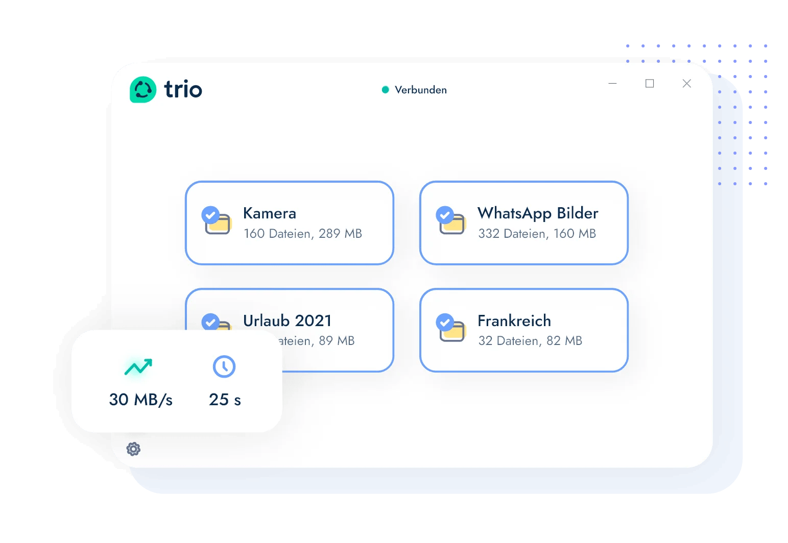 Übertragene Dateien in der Trio Desktop App