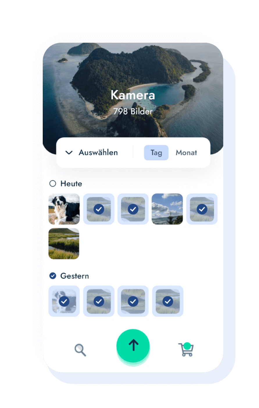 Auswählen der Bilder in der Handy App