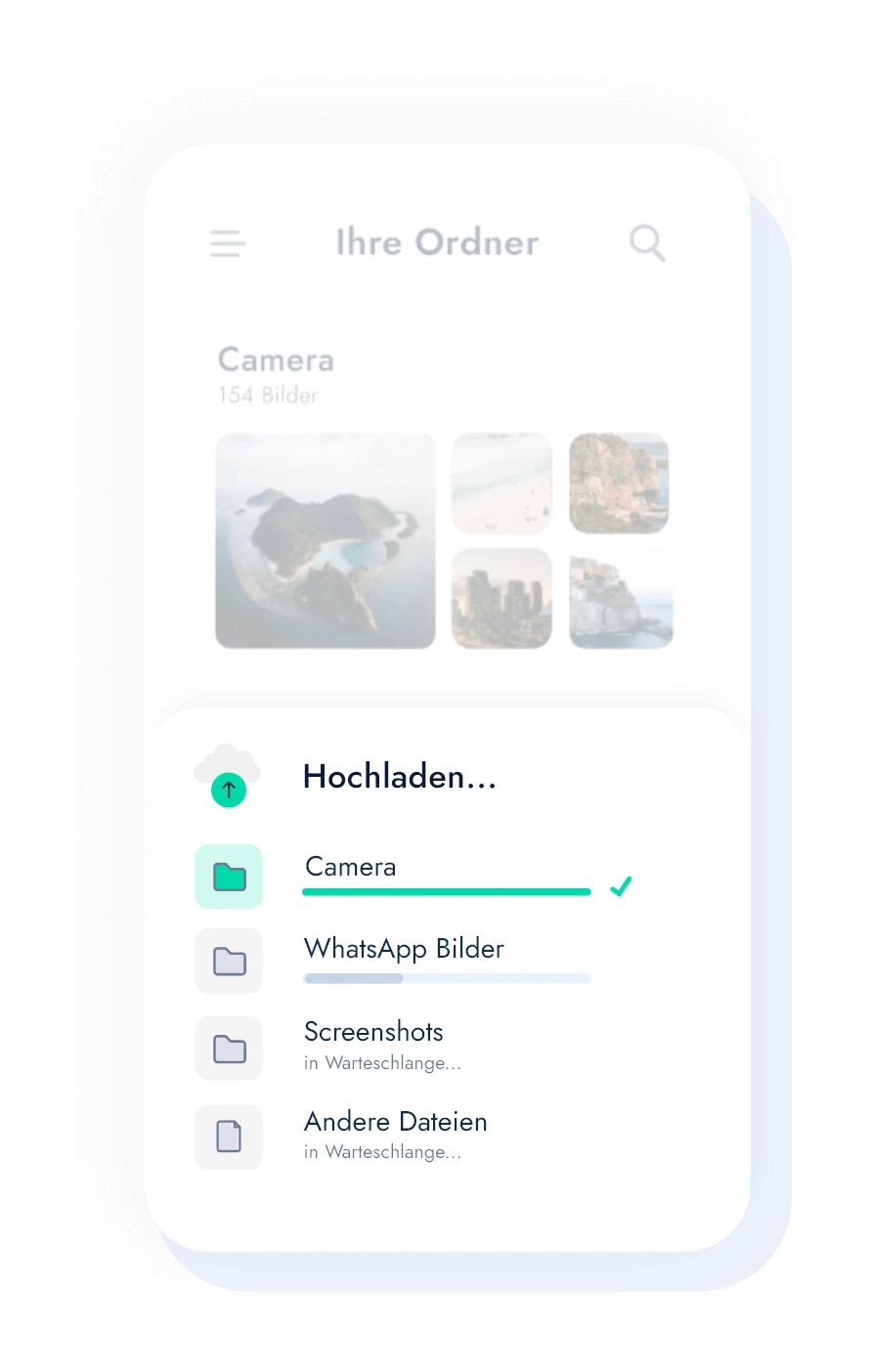 Übertragungsbildschirm in der Handy App